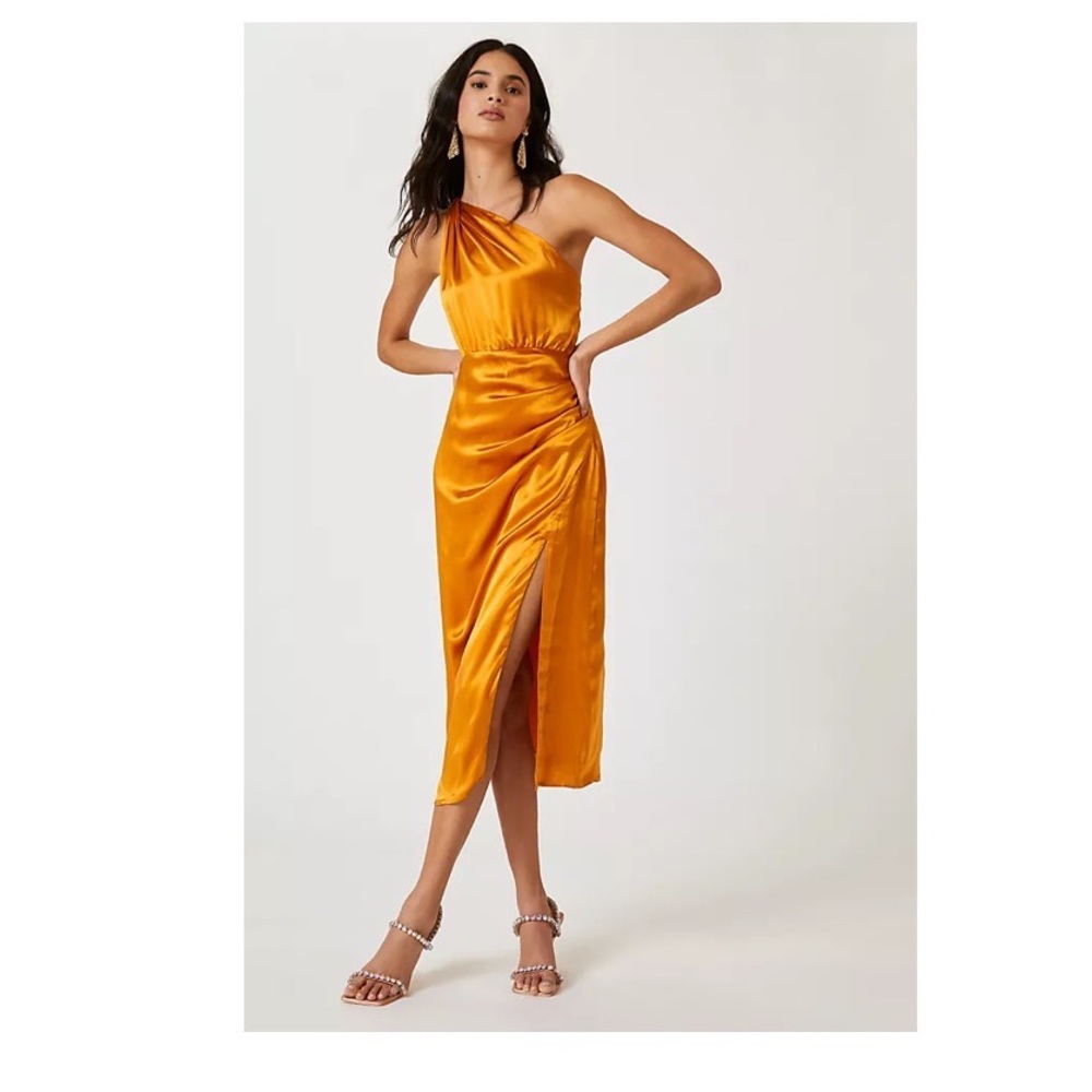 Anthropologie one shoulder silk dress